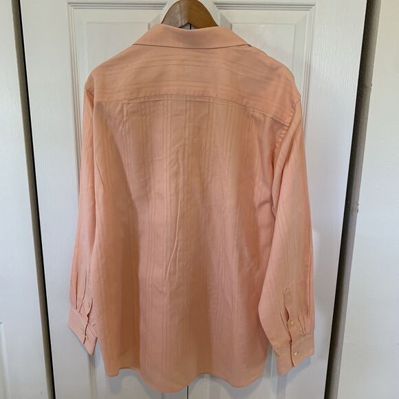 Van Heusen Modern Fit Shirt Button Front 17-17.5 (34-35) Cotton Blend Orange - Picture 6 of 7